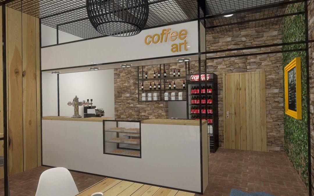 Meble w projekcie wnętrza kawiarni Coffe Shop